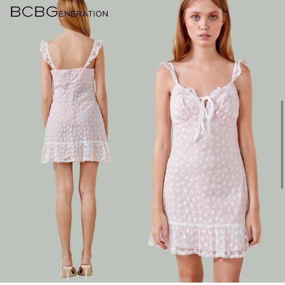 BCBGENERATION Tamara Embroidered Cami Dress in Light Pink/Ivory - Picture 7 of 10